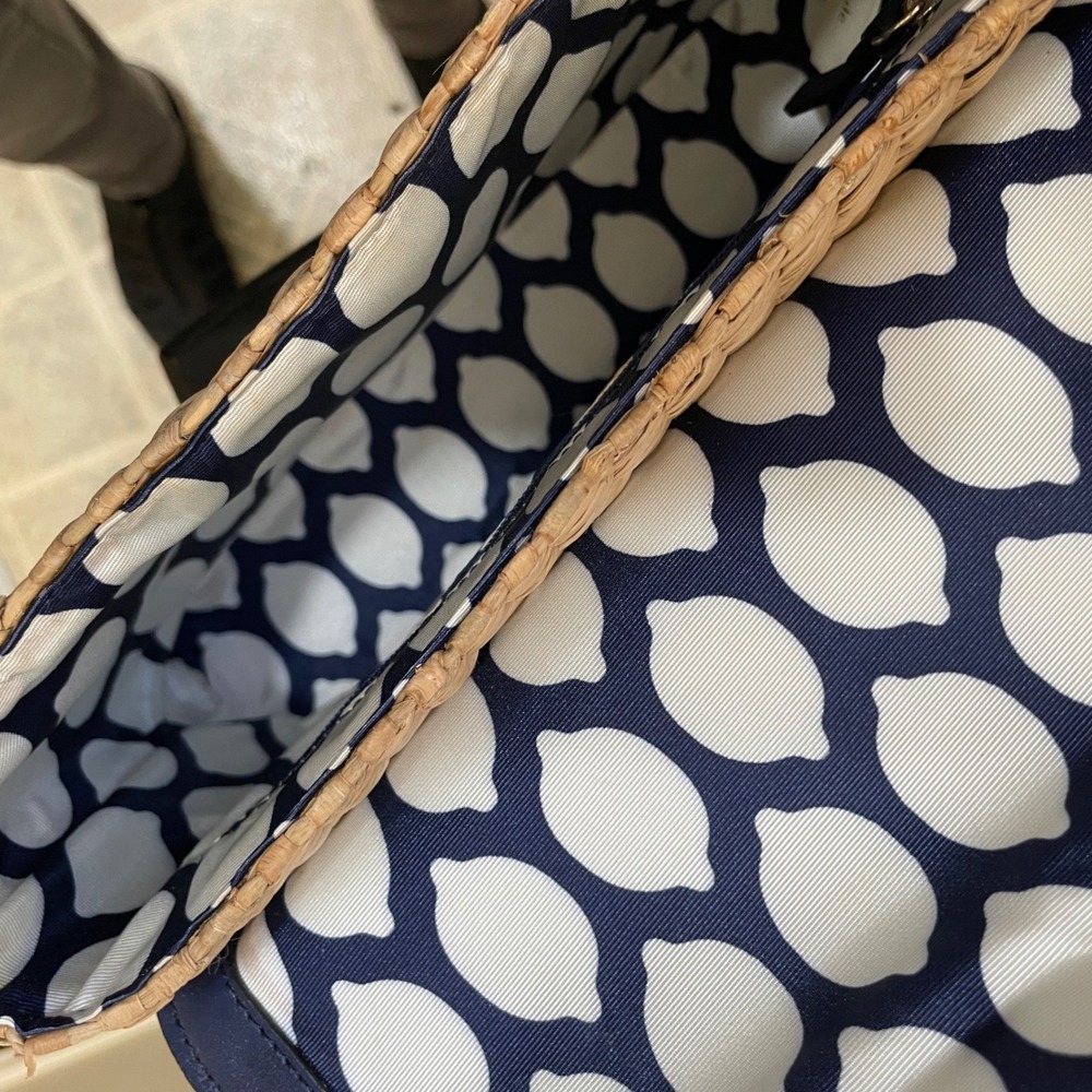 KATE SPADE NEW YORK VIA LIMONI CLARA CROSSBODY IN STRAW AND NAVY BLUE LEATHER - Picture 14 of 16